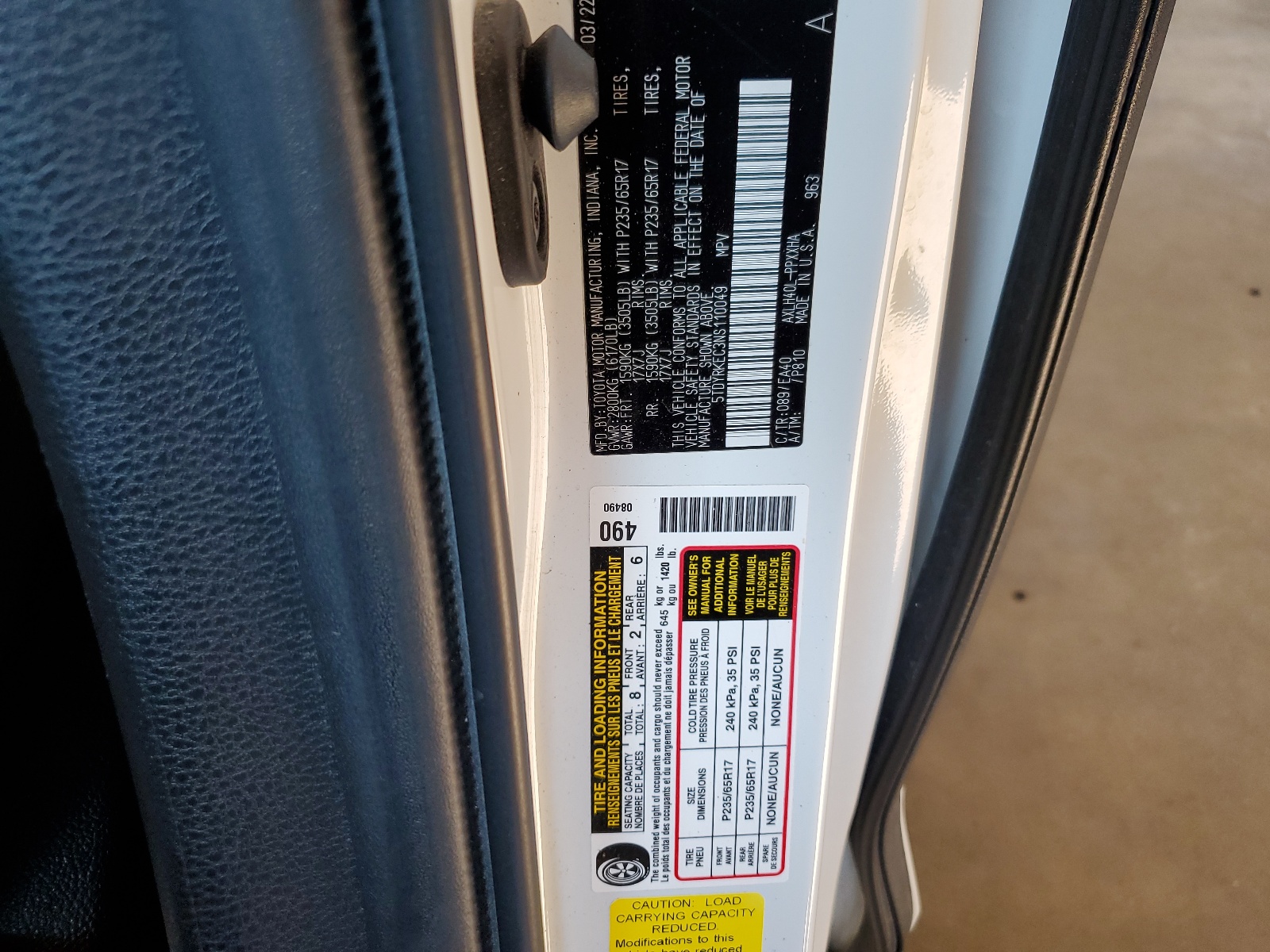 5TDYRKEC3NS110049 2022 Toyota Sienna Xle