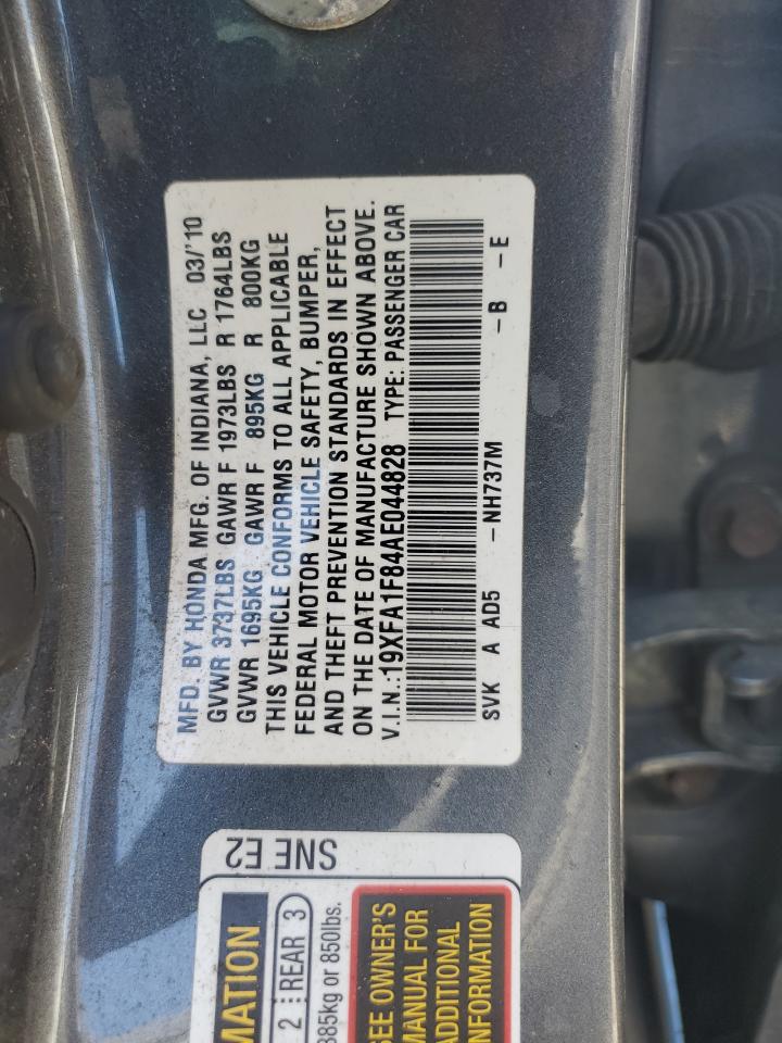 2010 Honda Civic Ex VIN: 19XFA1F84AE044828 Lot: 68145494