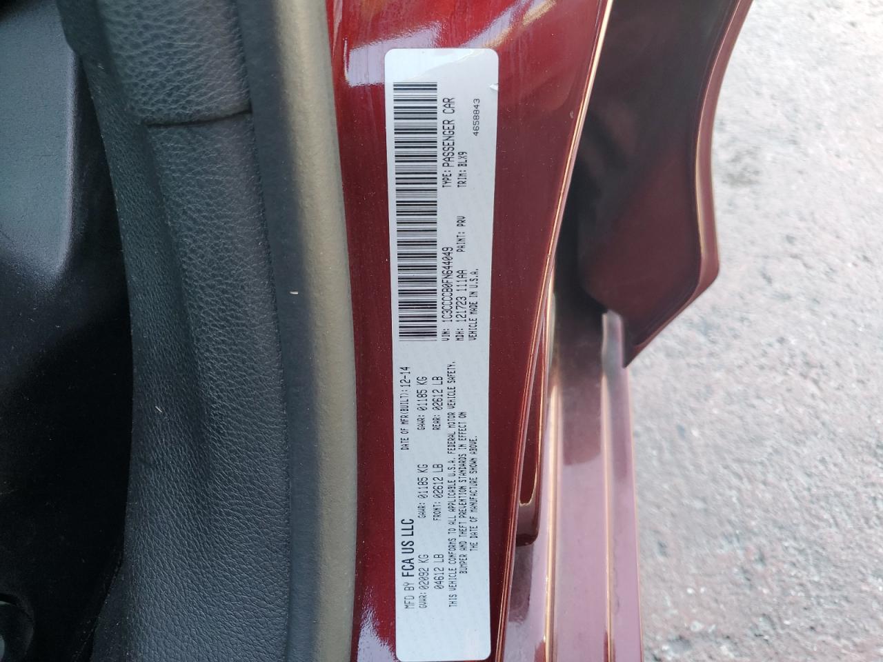 2015 Chrysler 200 C VIN: 1C3CCCCB0FN644049 Lot: 66992954