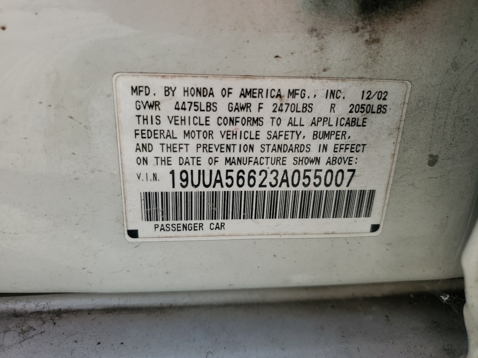 19UUA56623A055007 2003 Acura 3.2Tl