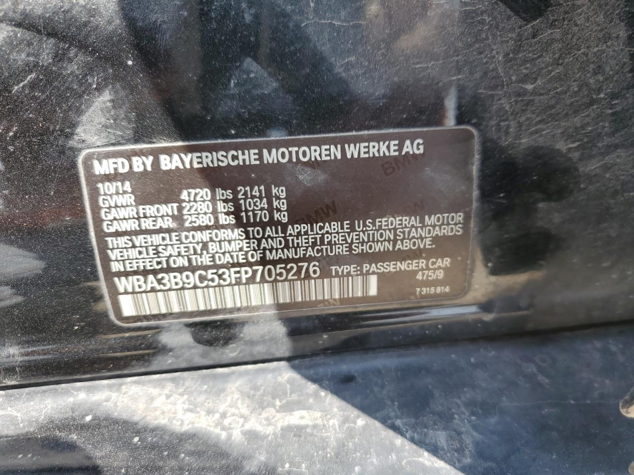 VIN WBA3B9C53FP705276 2015 BMW 3 SERIES no.12