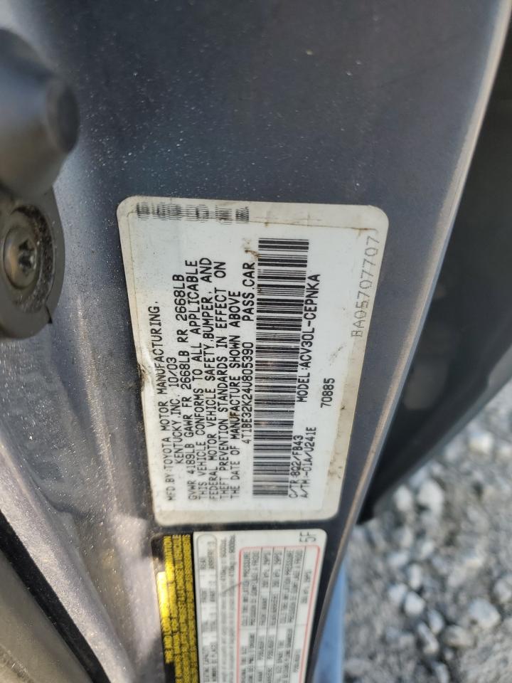 4T1BE32K24U805390 2004 Toyota Camry Le