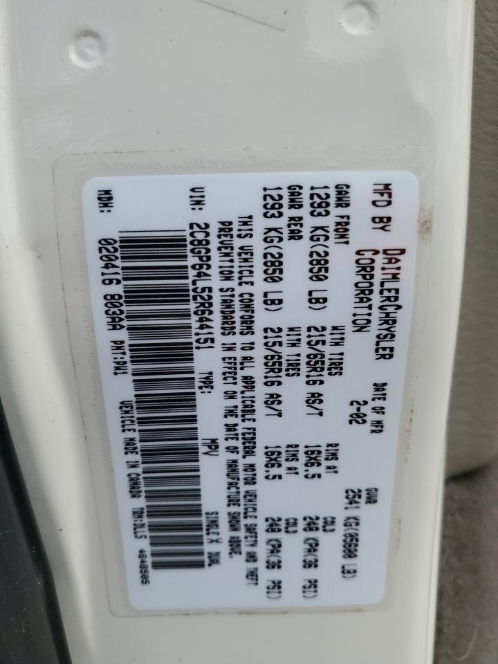 2002 Chrysler Town & Country Limited VIN: 2C8GP64L52R644151 Lot: 68234854