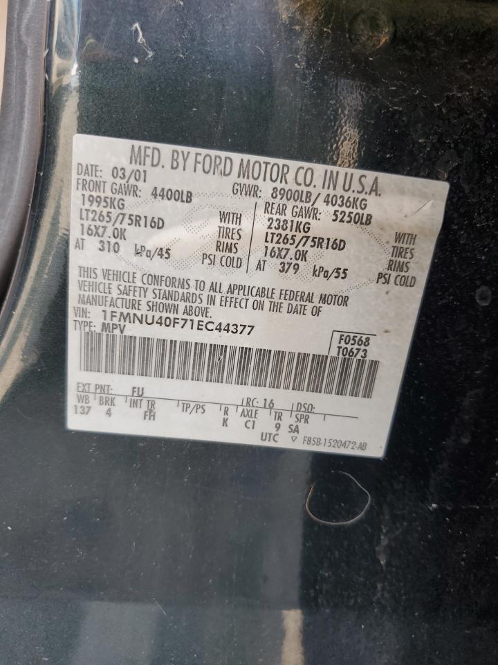 2001 Ford Excursion Xlt VIN: 1FMNU40F71EC44377 Lot: 65896974