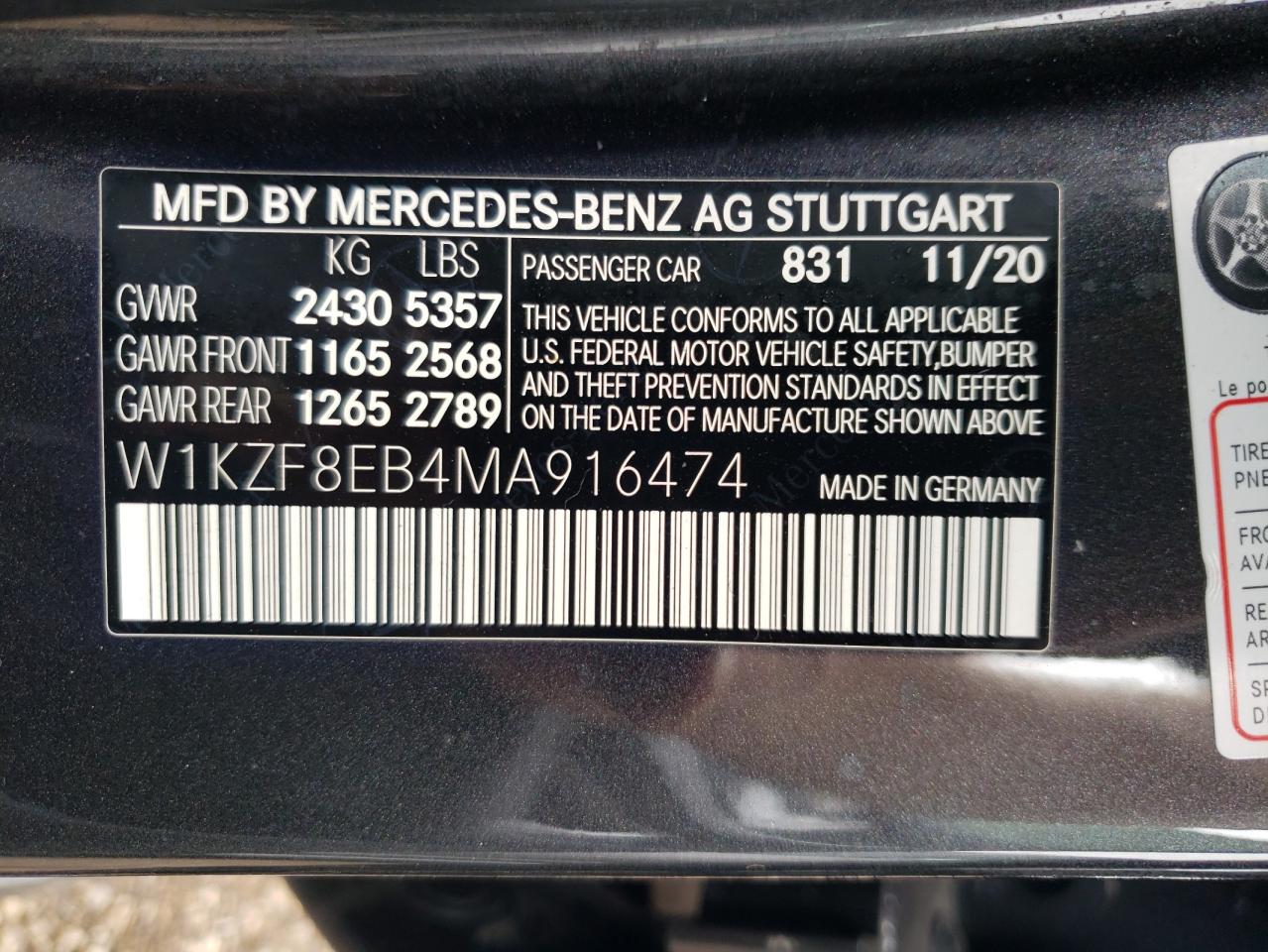 W1KZF8EB4MA916474 2021 Mercedes-Benz E 350 4Matic