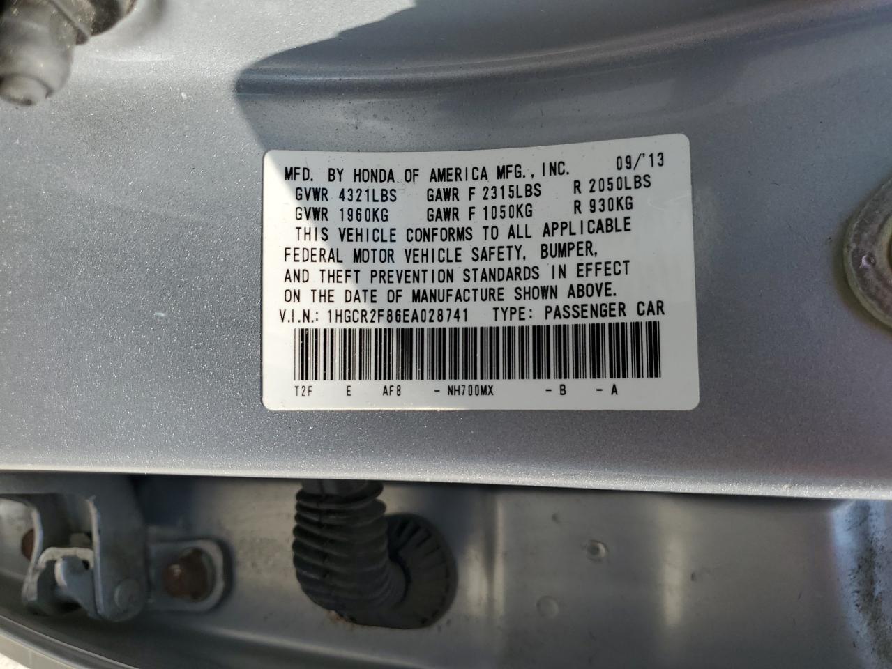 1HGCR2F86EA028741 2014 Honda Accord Exl