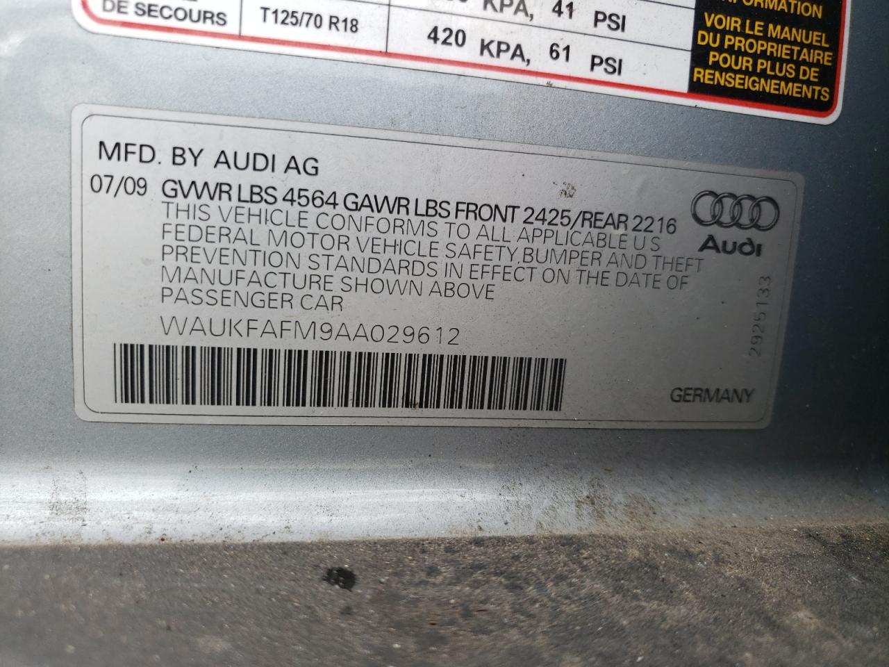 WAUKFAFM9AA029612 2010 Audi A3 Premium Plus