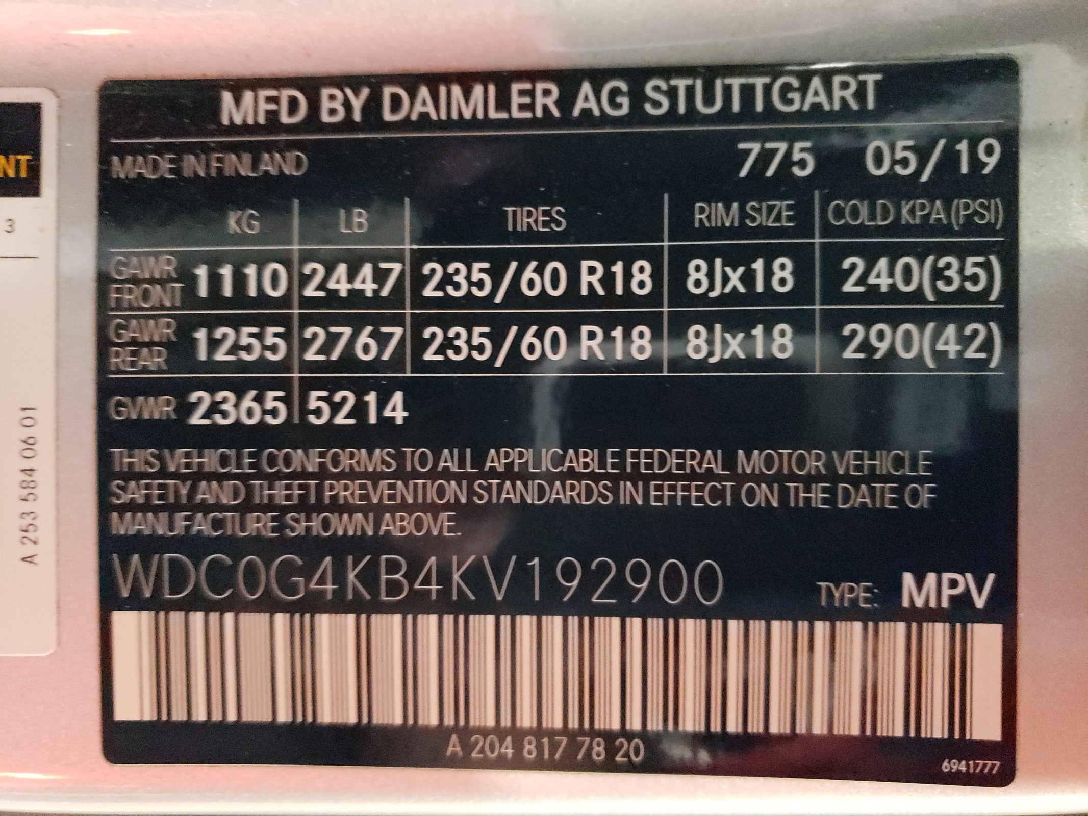 WDC0G4KB4KV192900 2019 Mercedes-Benz Glc 300 4Matic