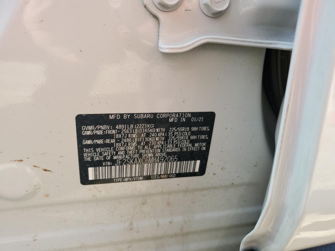 2021 Subaru Forester Touring VIN: JF2SKAXC6MH492065 Lot: 66015984