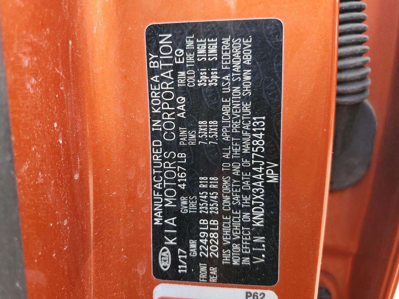 2018 Kia Soul ! VIN: KNDJX3AA4J7584131 Lot: 65722534