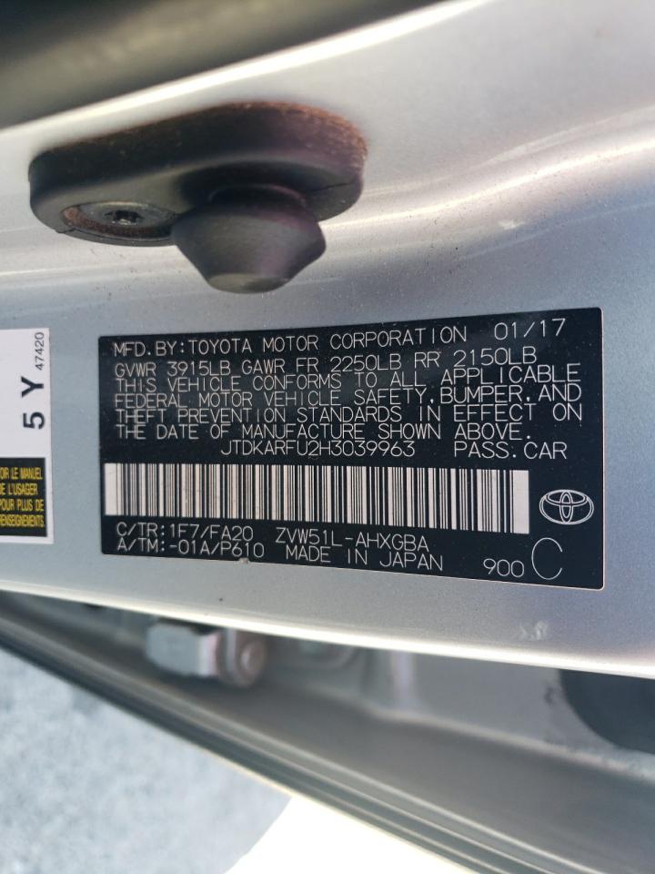 2017 Toyota Prius VIN: JTDKARFU2H3039963 Lot: 68290914