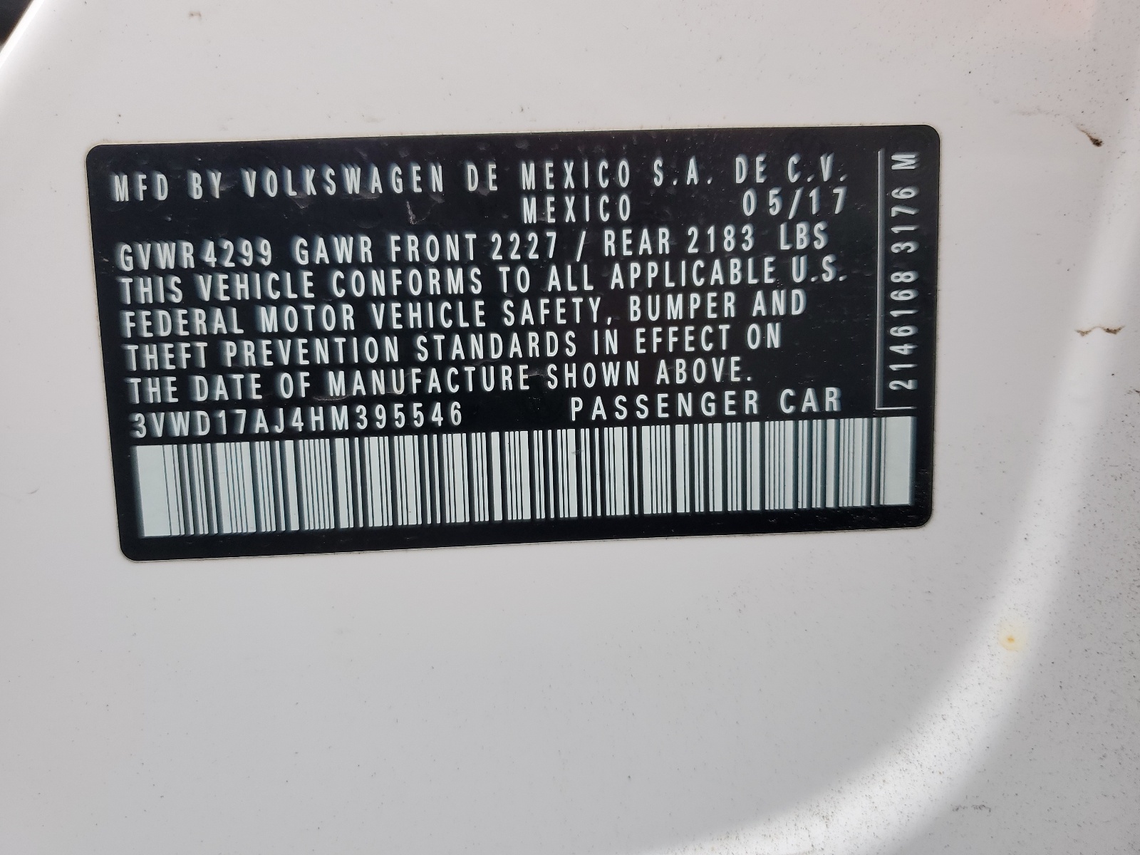 3VWD17AJ4HM395546 2017 Volkswagen Jetta Sport