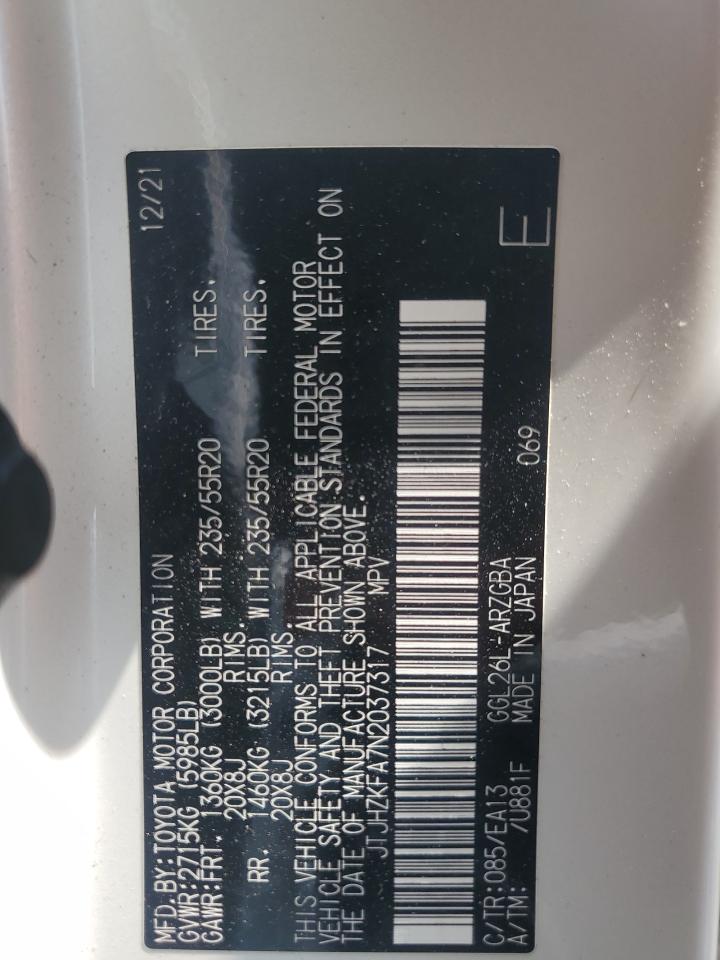 2022 Lexus Rx 350 L VIN: JTJHZKFA7N2037317 Lot: 65212774