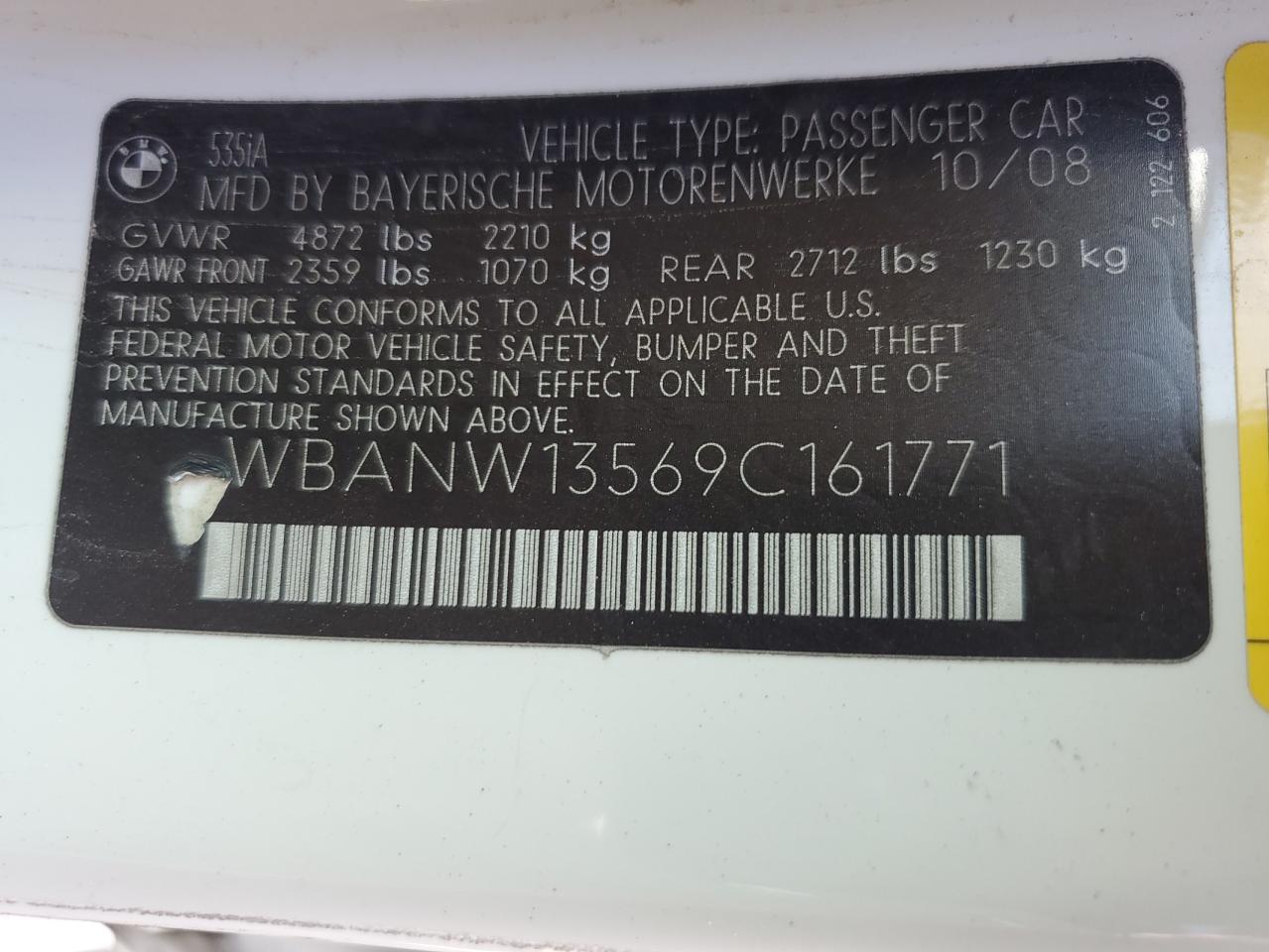 WBANW13569C161771 2009 BMW 535 I