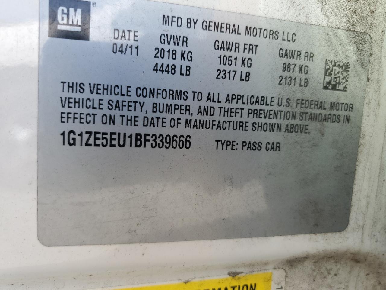 1G1ZE5EU1BF339666 2011 Chevrolet Malibu Ltz