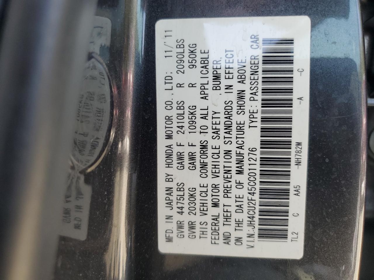 JH4CU2F45CC011276 2012 Acura Tsx