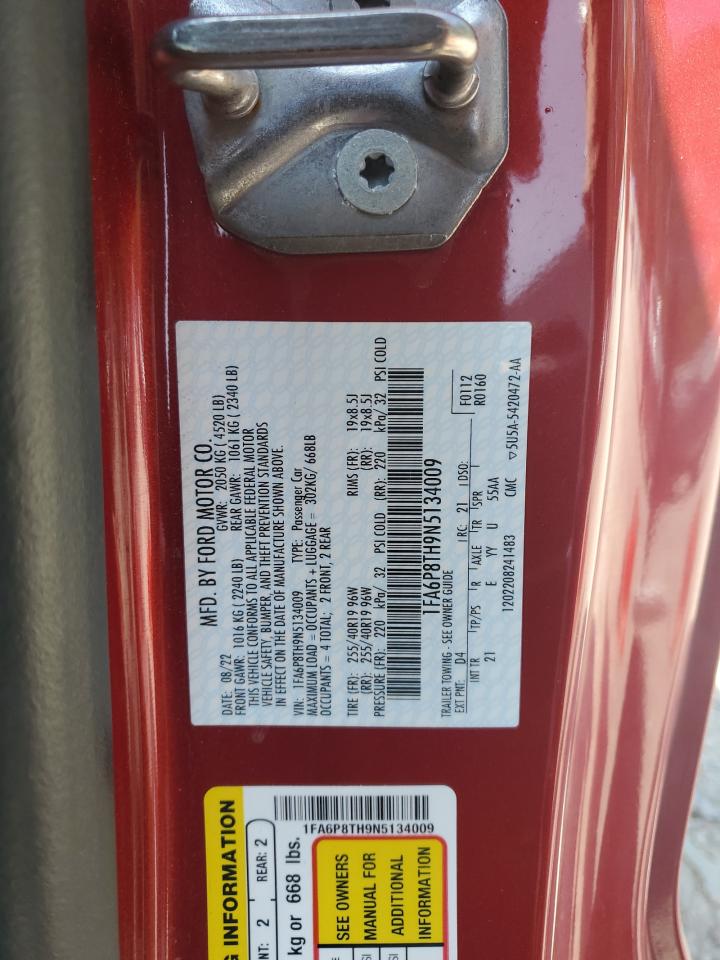 2022 Ford Mustang VIN: 1FA6P8TH9N5134009 Lot: 68314164