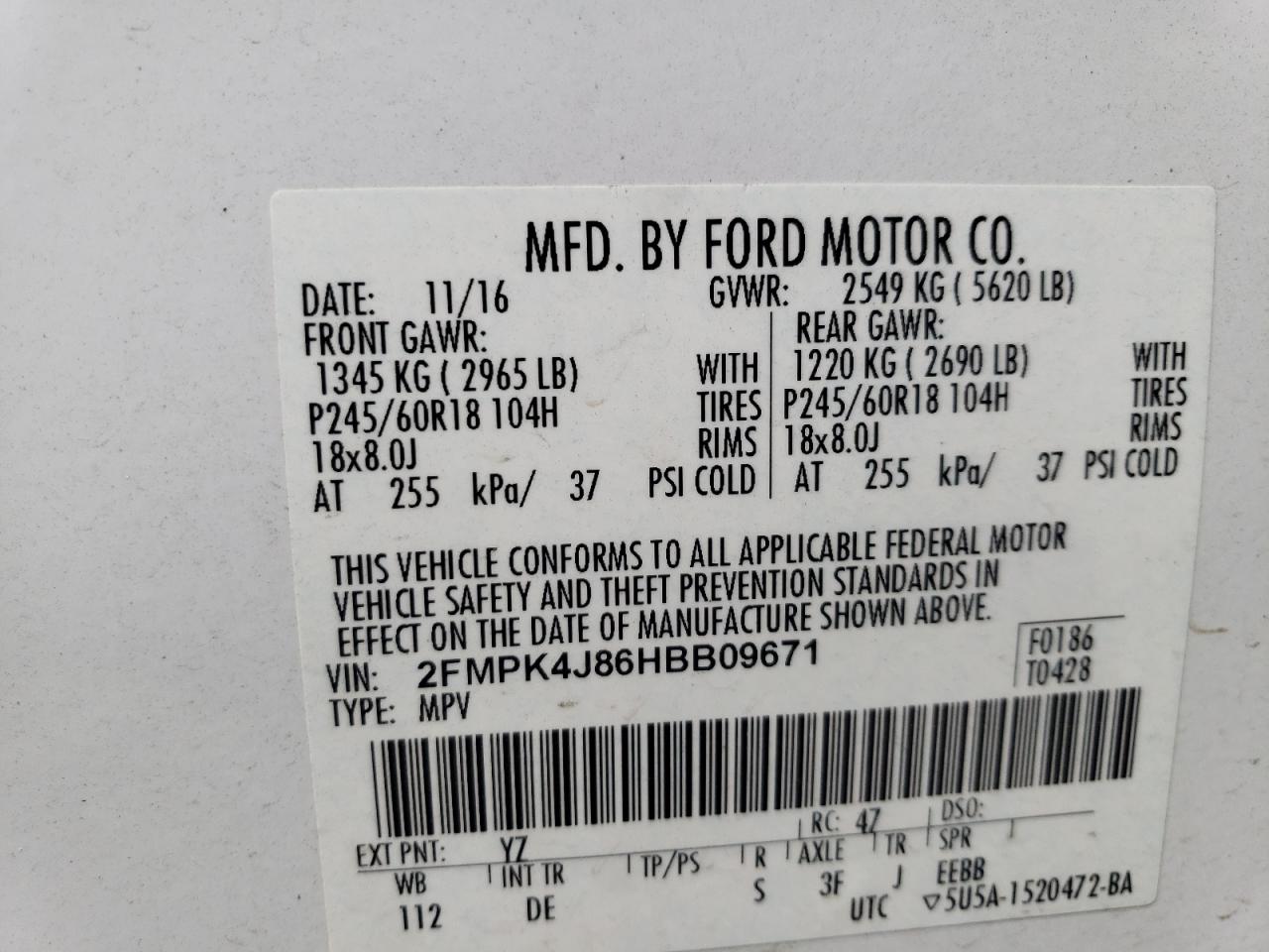 2FMPK4J86HBB09671 2017 Ford Edge Sel