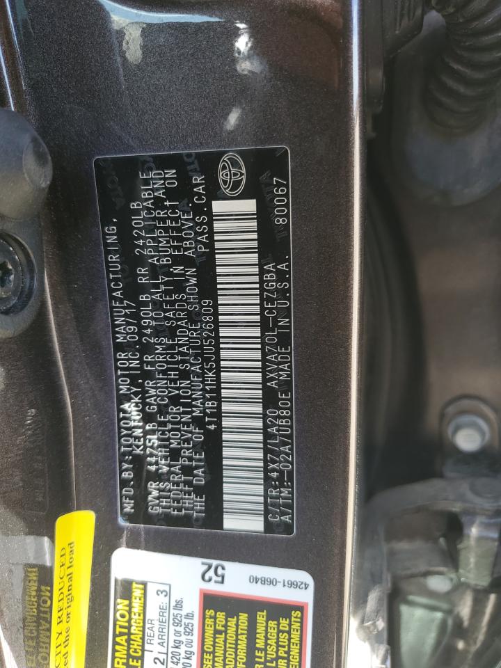 4T1B11HK5JU526809 2018 Toyota Camry L