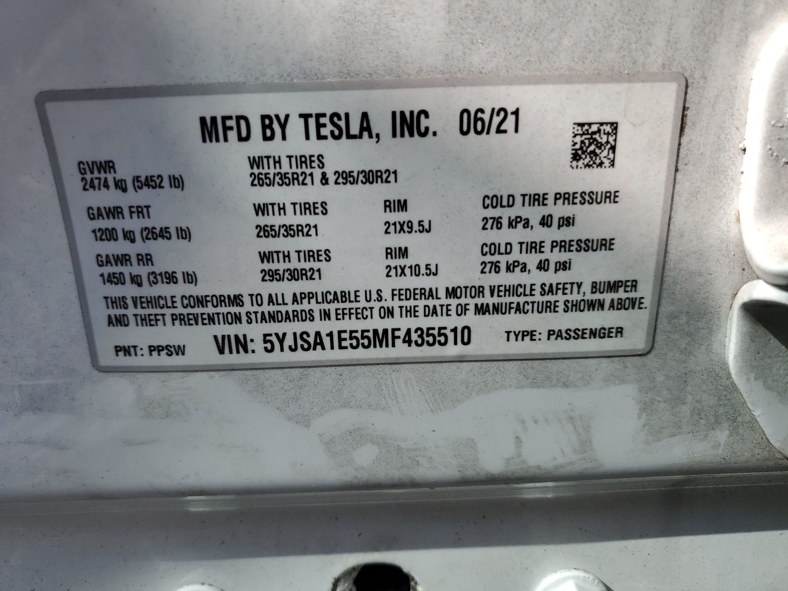 5YJSA1E55MF435510 2021 Tesla Model S