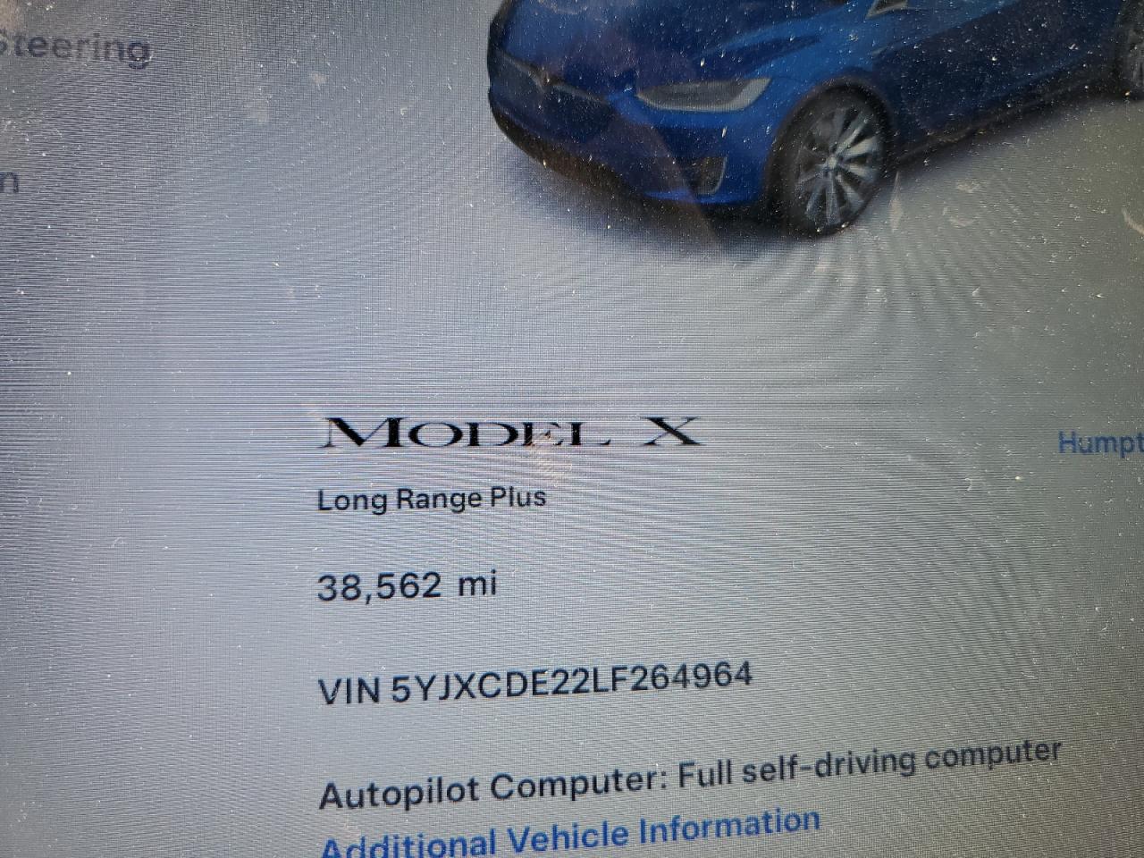 2020 Tesla Model X VIN: 5YJXCDE22LF264964 Lot: 66032534