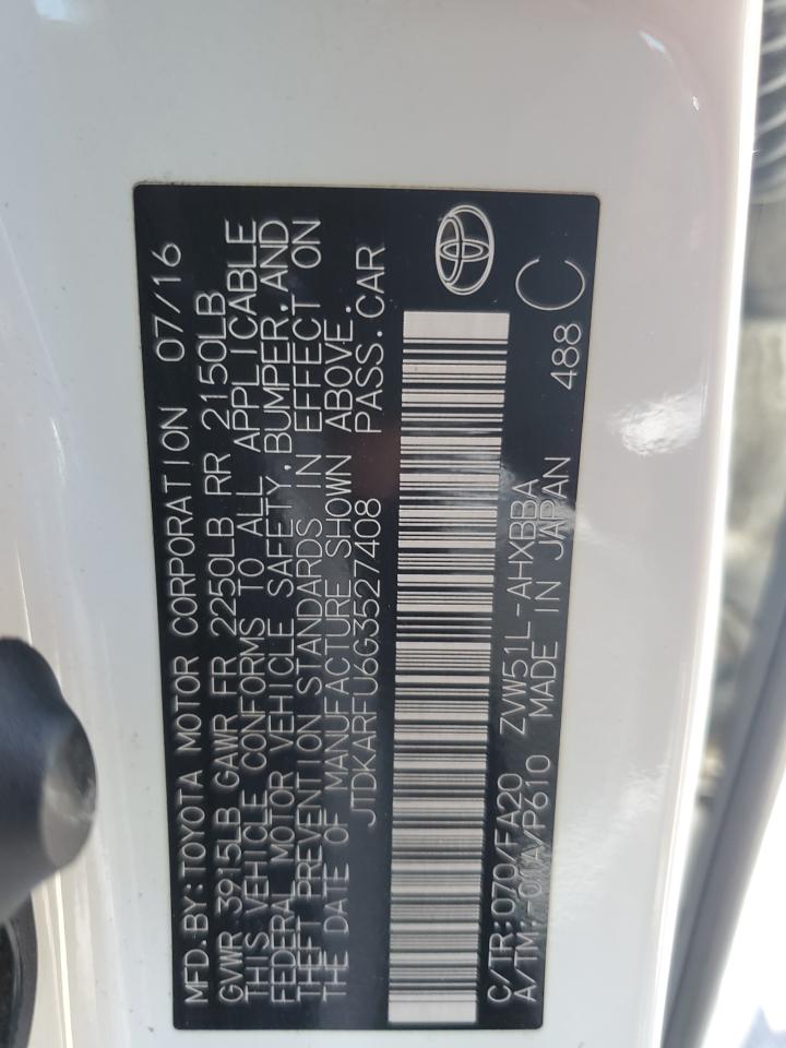 2016 Toyota Prius VIN: JTDKARFU6G3527408 Lot: 67563304