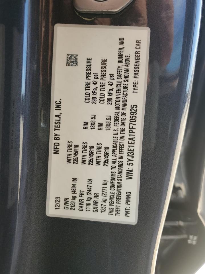 5YJ3E1EA1PF705925 2023 Tesla Model 3