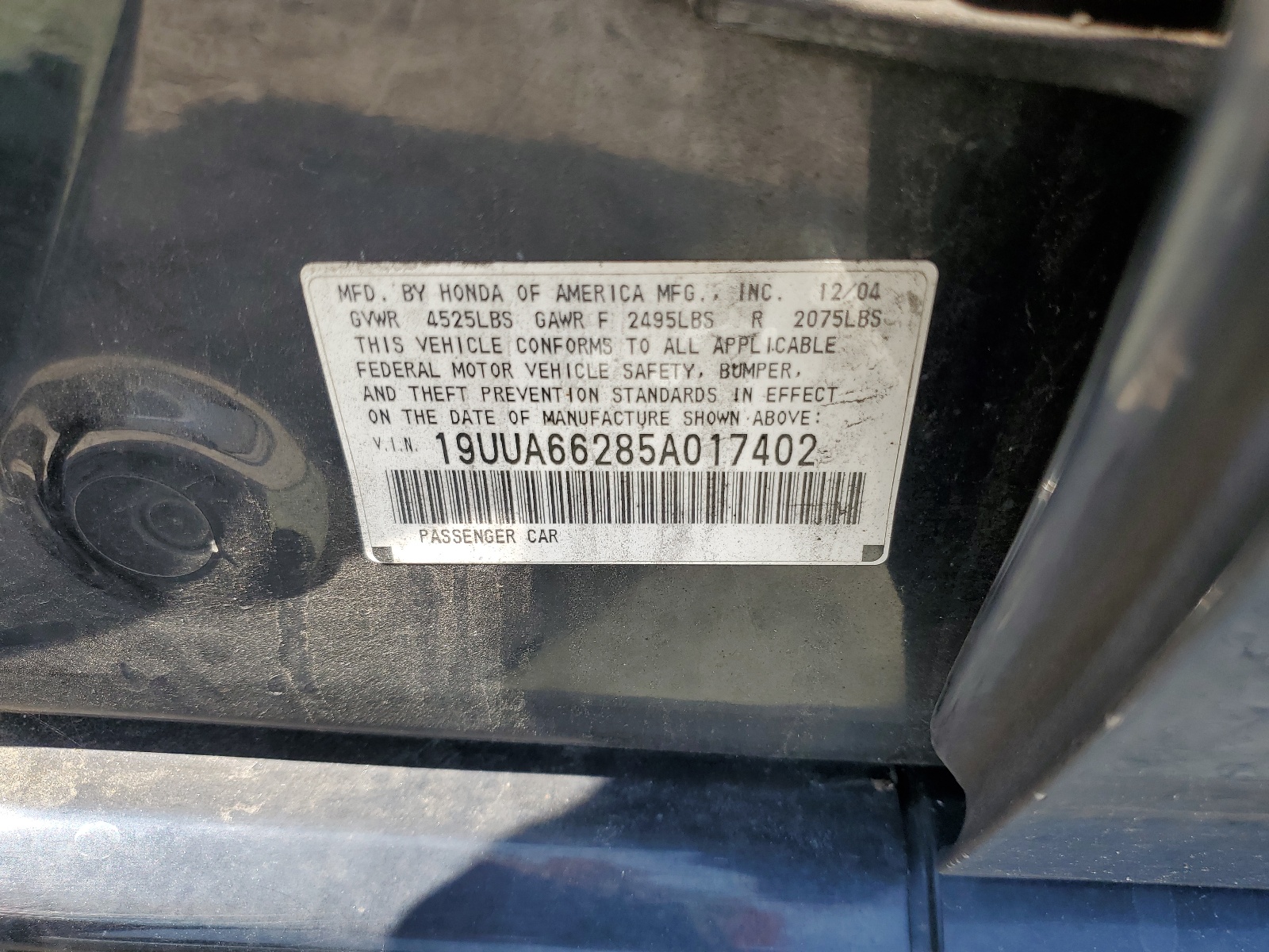 19UUA66285A017402 2005 Acura Tl