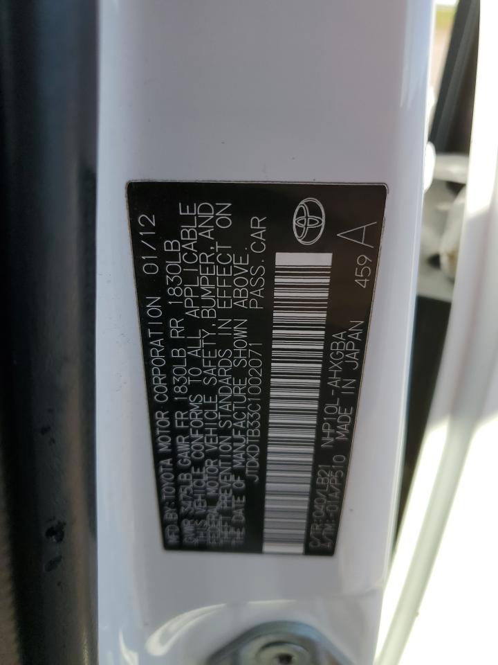 JTDKDTB33C1002071 2012 Toyota Prius C