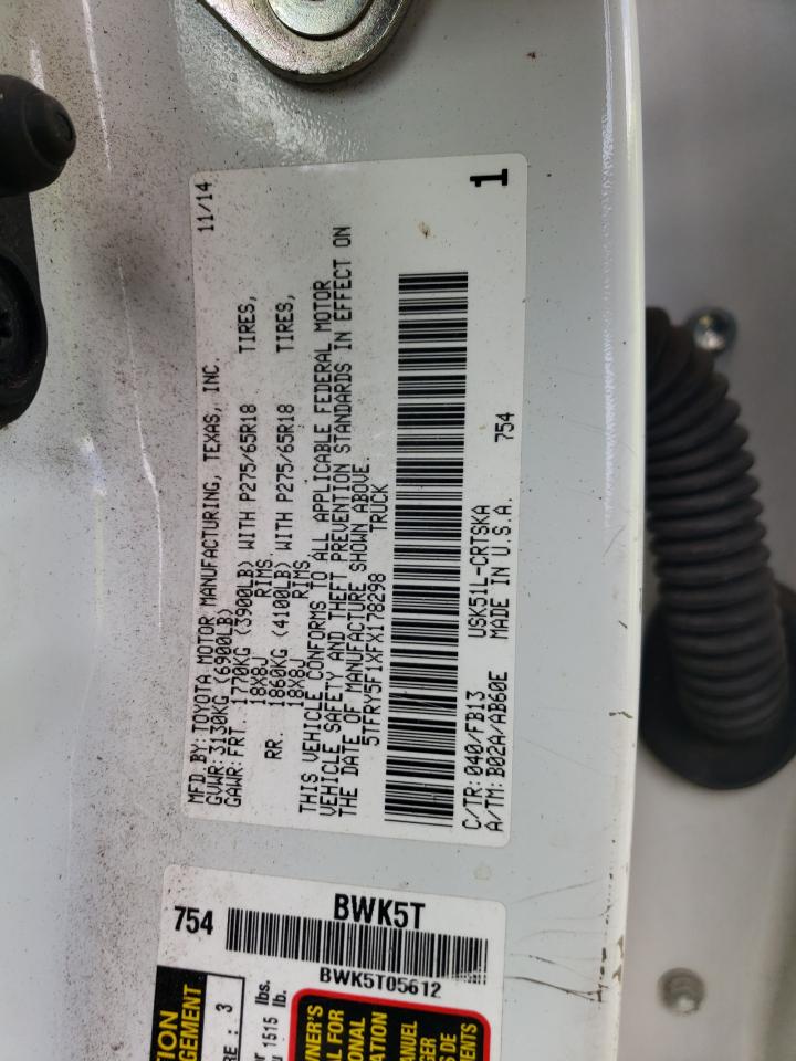 5TFRY5F1XFX178298 2015 Toyota Tundra Double Cab Sr