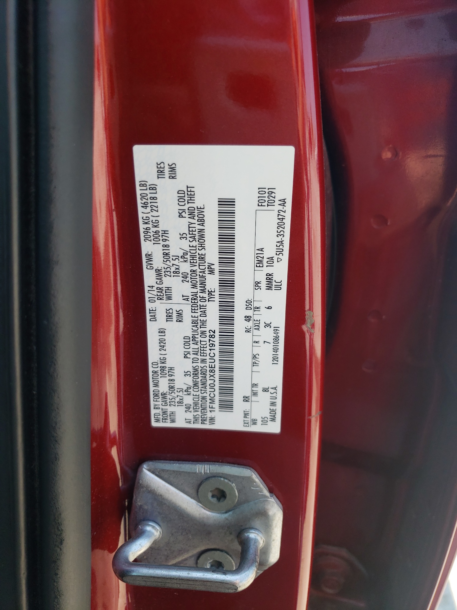 1FMCU0JX8EUC19782 2014 Ford Escape Titanium