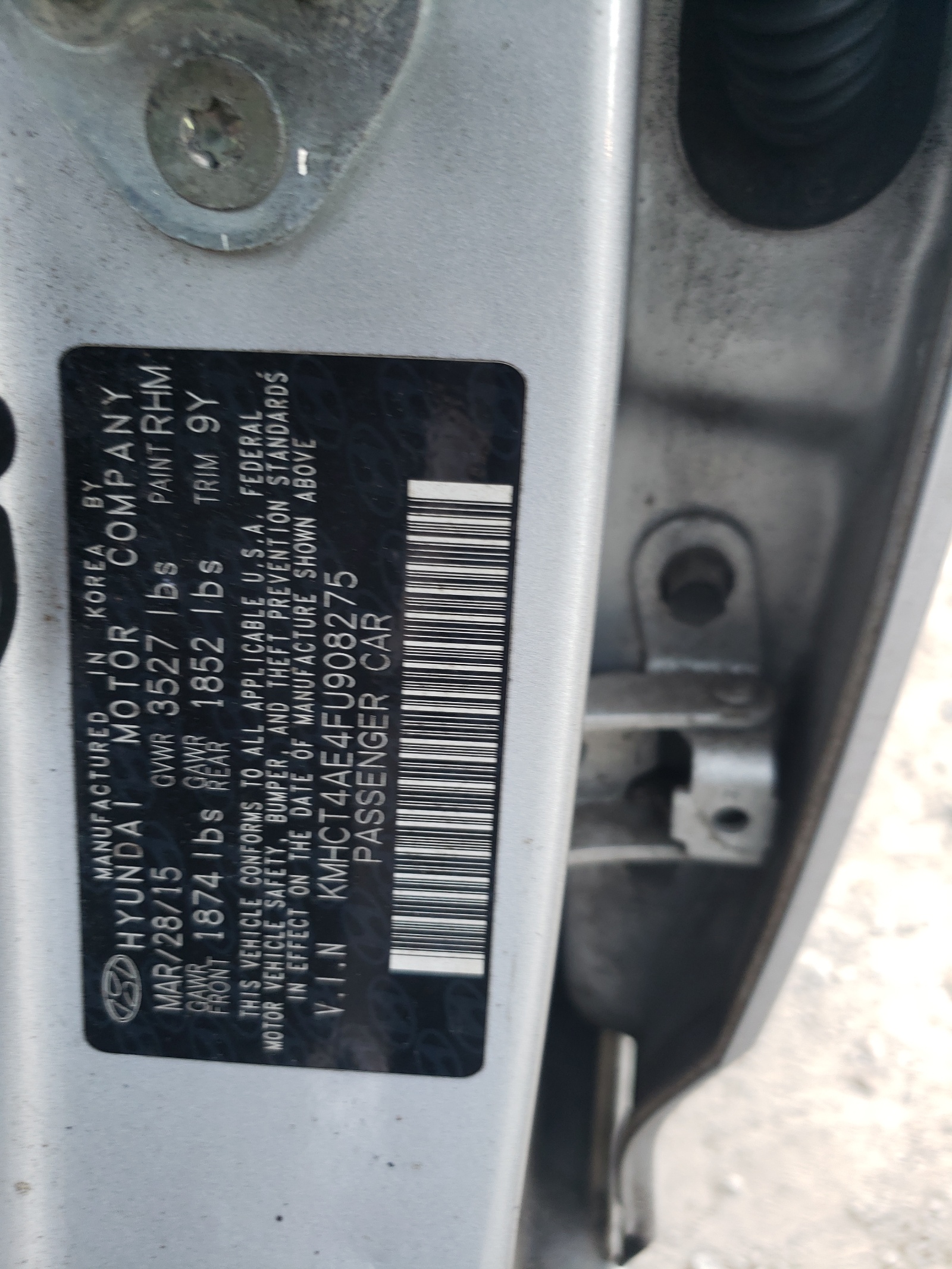 KMHCT4AE4FU908275 2015 Hyundai Accent Gls