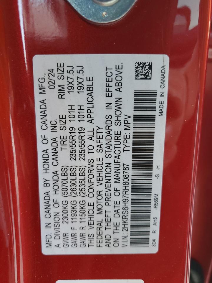 2024 Honda Cr-V Sport Touring VIN: 2HKRS6H97RH808787 Lot: 69401404