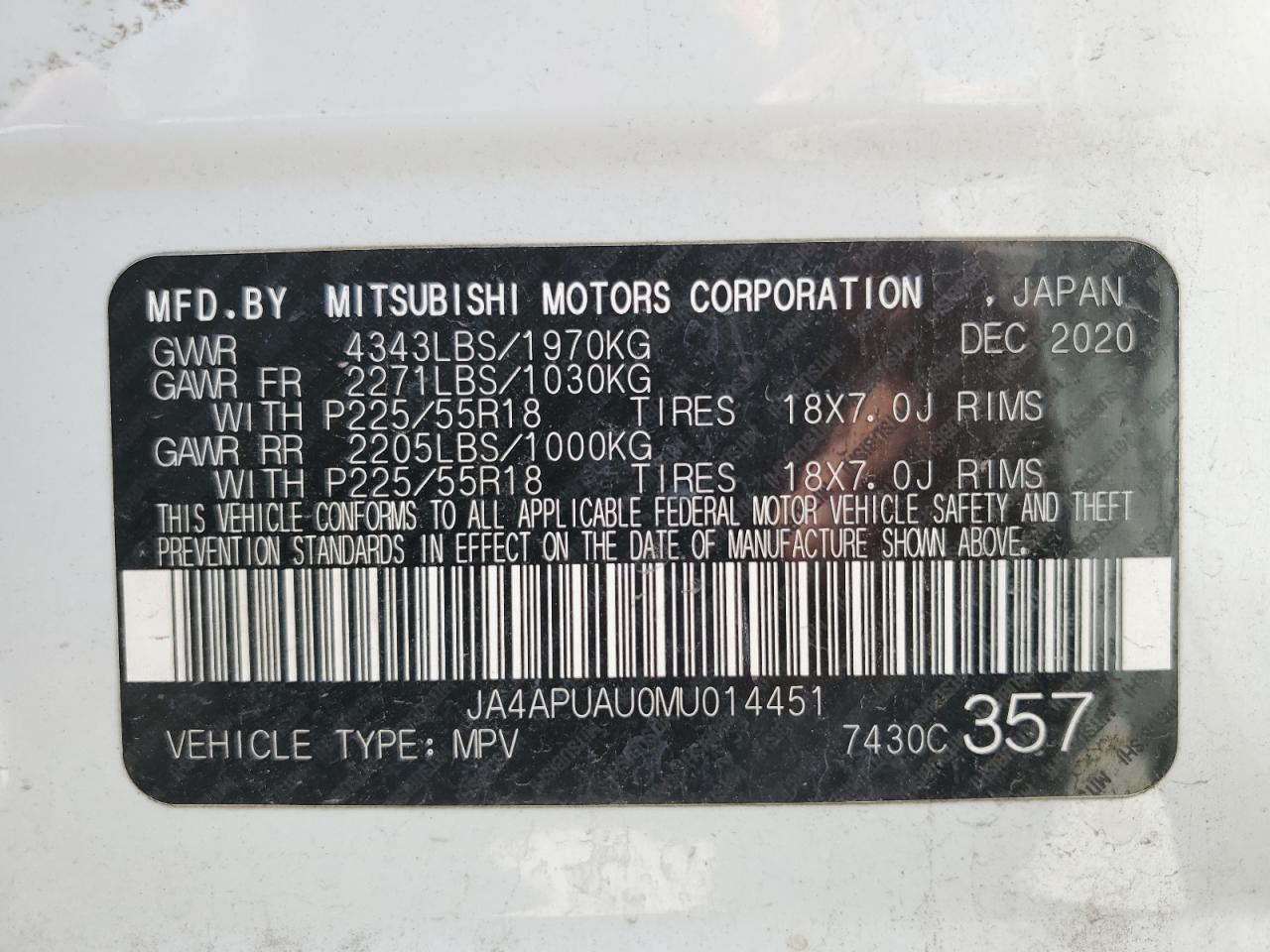 JA4APUAU0MU014451 Mitsubishi Outlander  14