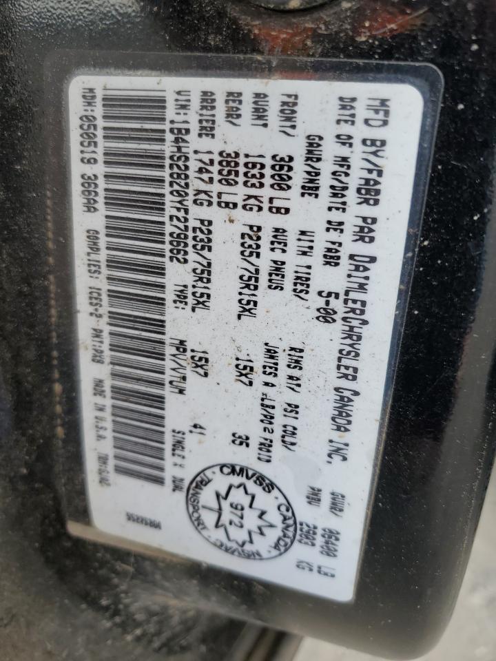 2000 Dodge Durango VIN: 1B4HS28Z0YF279662 Lot: 66849364