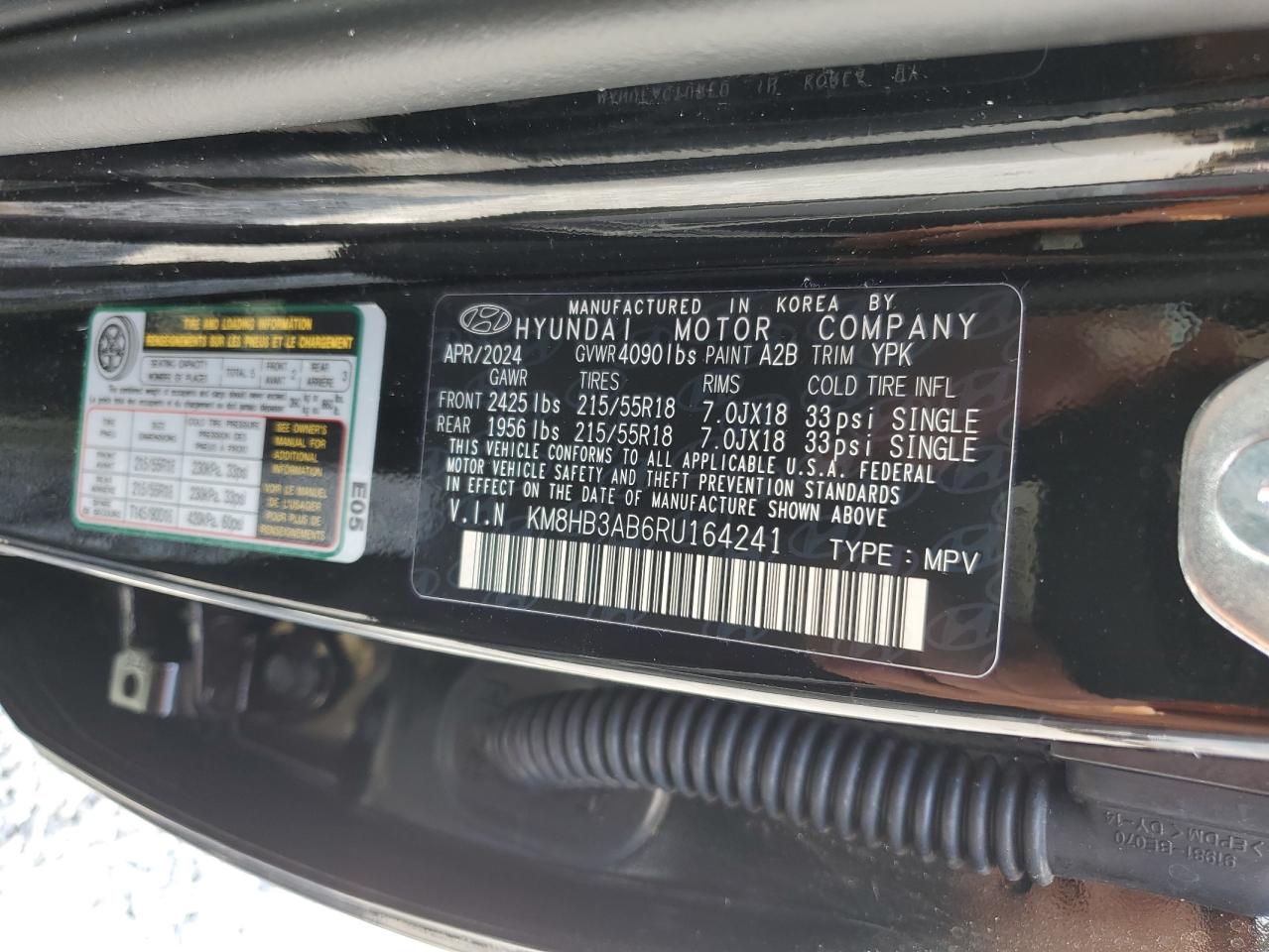 KM8HB3AB6RU164241 2024 Hyundai Kona Sel