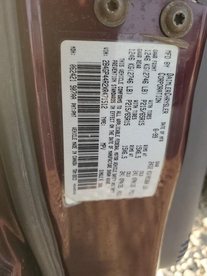 1999 Dodge Grand Caravan Se VIN: 2B4GP44R2XR471512 Lot: 65911234