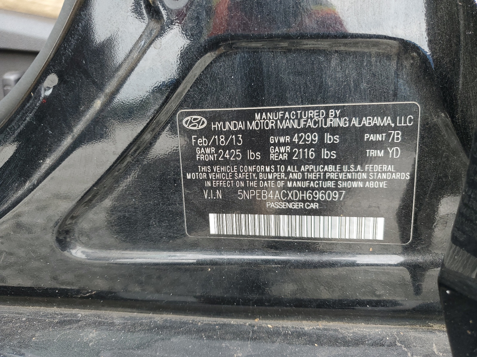 5NPEB4ACXDH696097 2013 Hyundai Sonata Gls