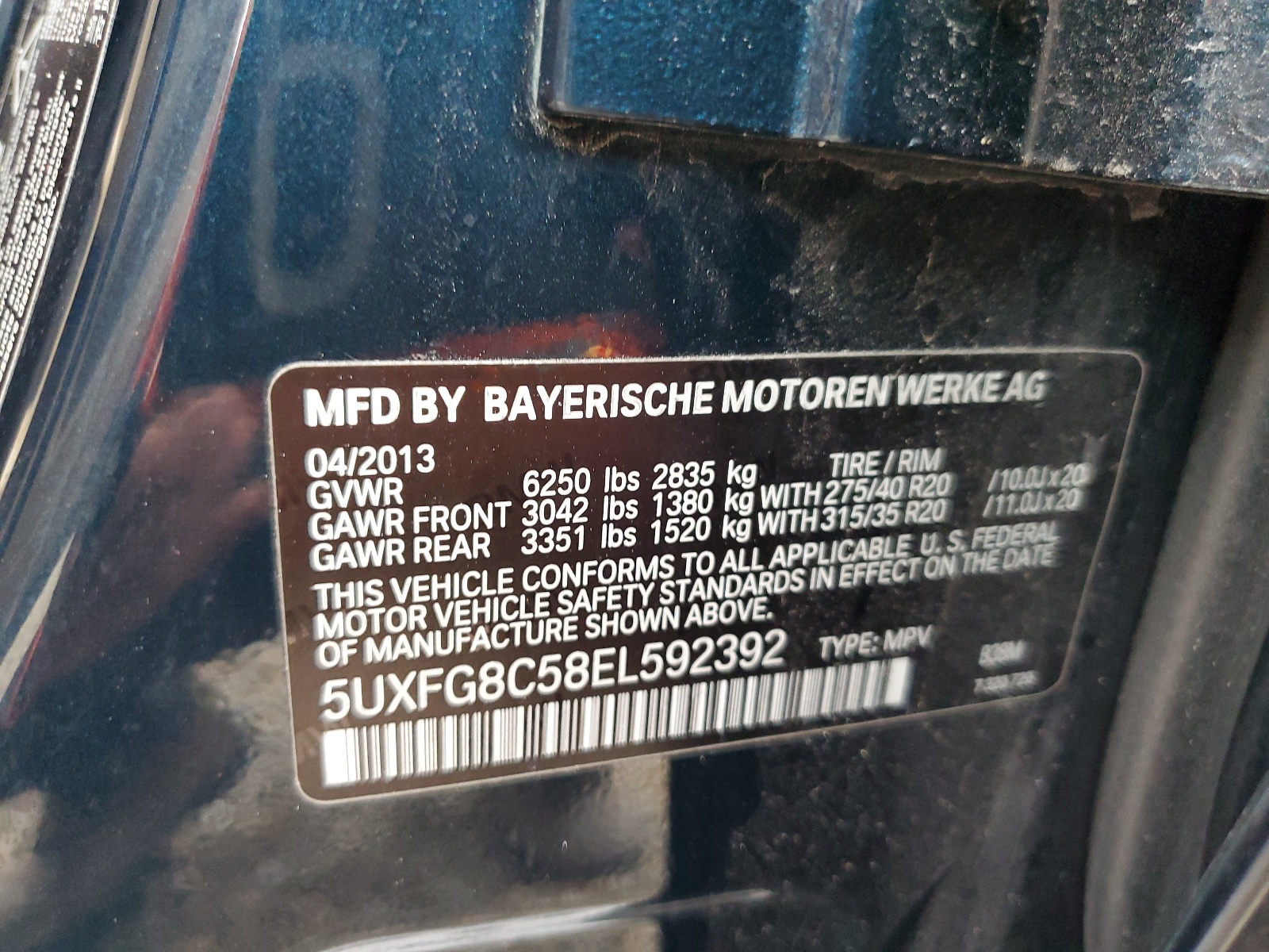 5UXFG8C58EL592392 2014 BMW X6 xDrive50I