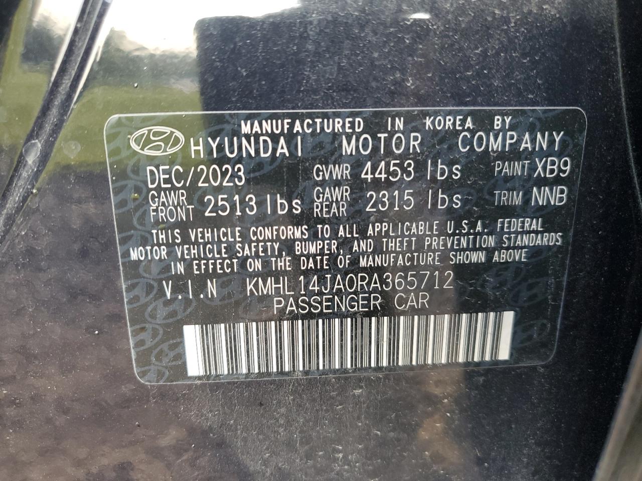 2024 Hyundai Sonata Sel VIN: KMHL14JA0RA365712 Lot: 69207084