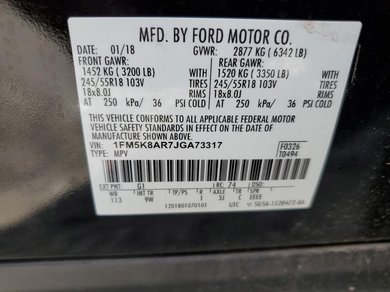 1FM5K8AR7JGA73317 2018 FORD EXPLORER - Image 12