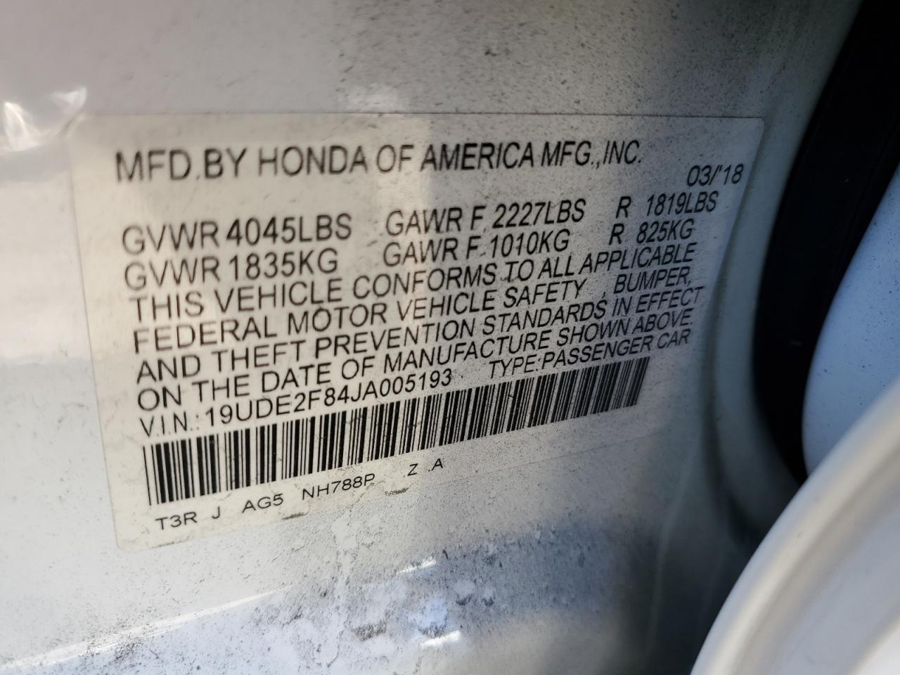 19UDE2F84JA005193 2018 Acura Ilx Premium