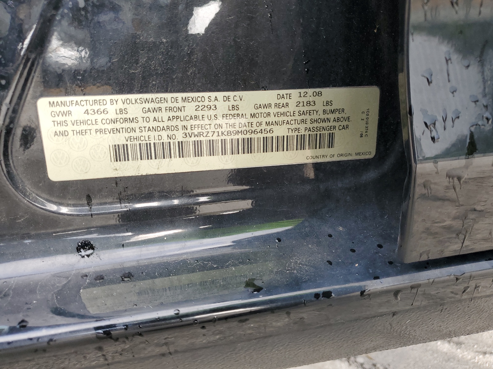 3VWRZ71K89M096456 2009 Volkswagen Jetta Se