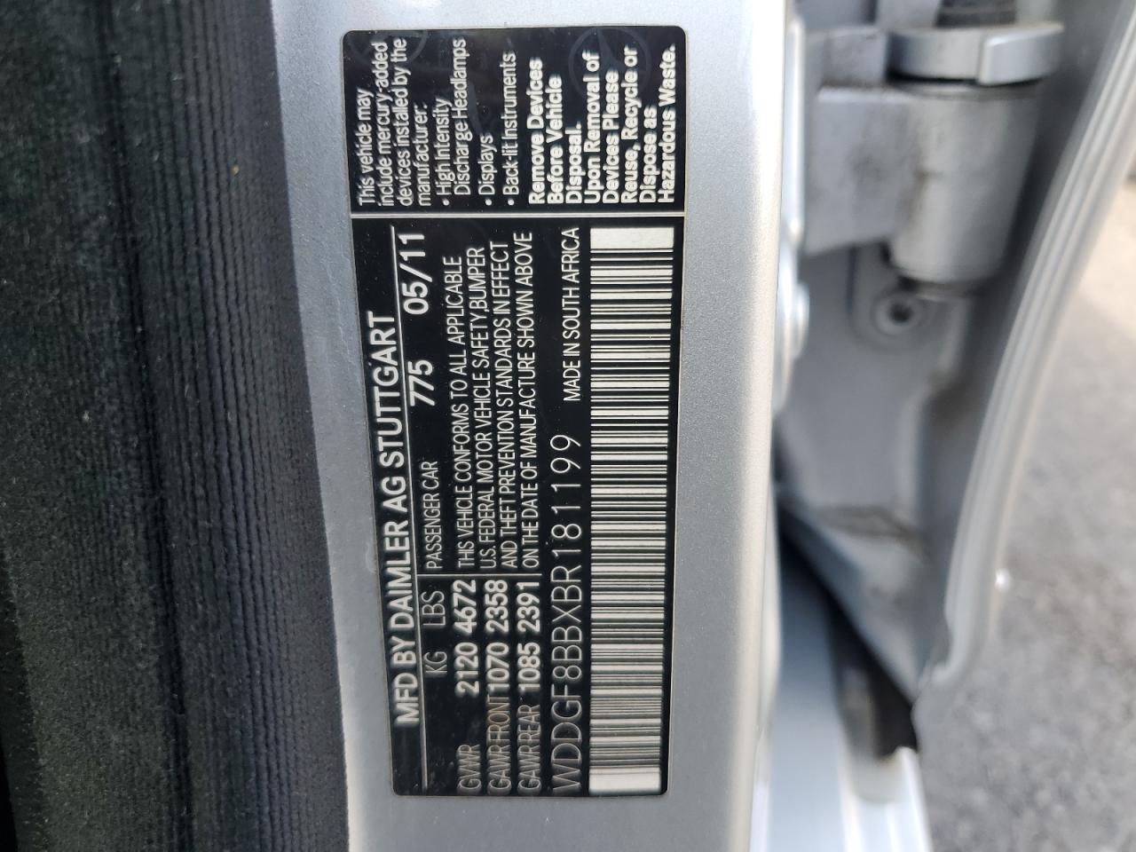 2011 Mercedes-Benz C 300 4Matic VIN: WDDGF8BBXBR181199 Lot: 68078624