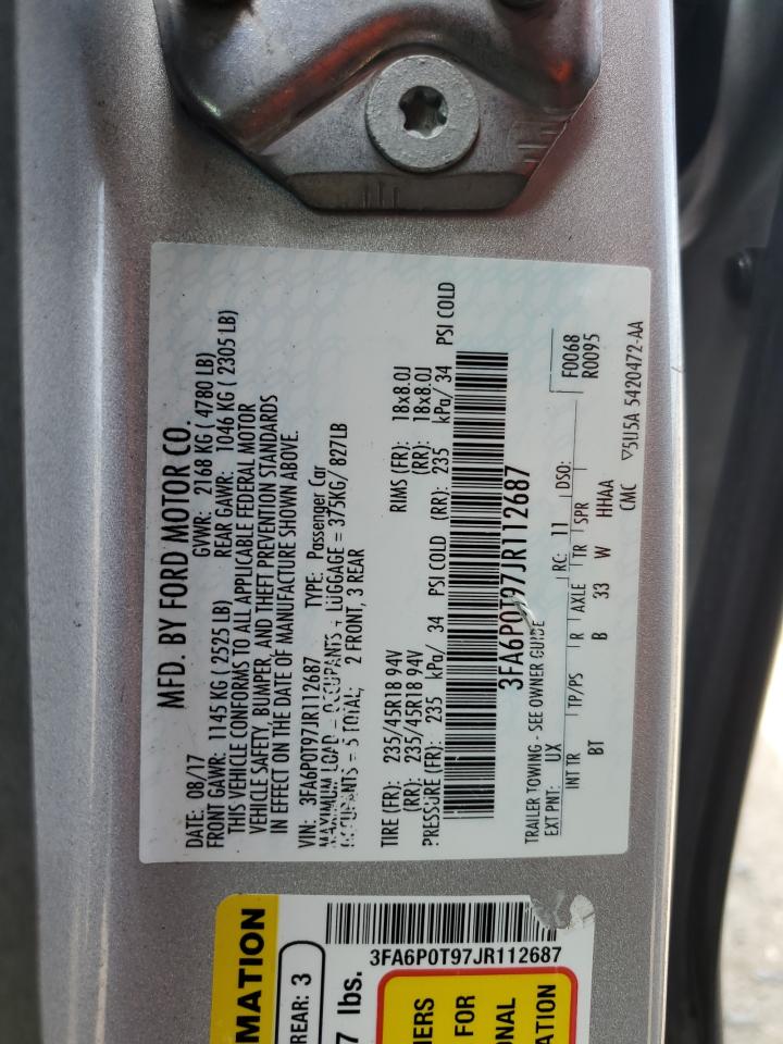 3FA6P0T97JR112687 2018 FORD FUSION - Image 12