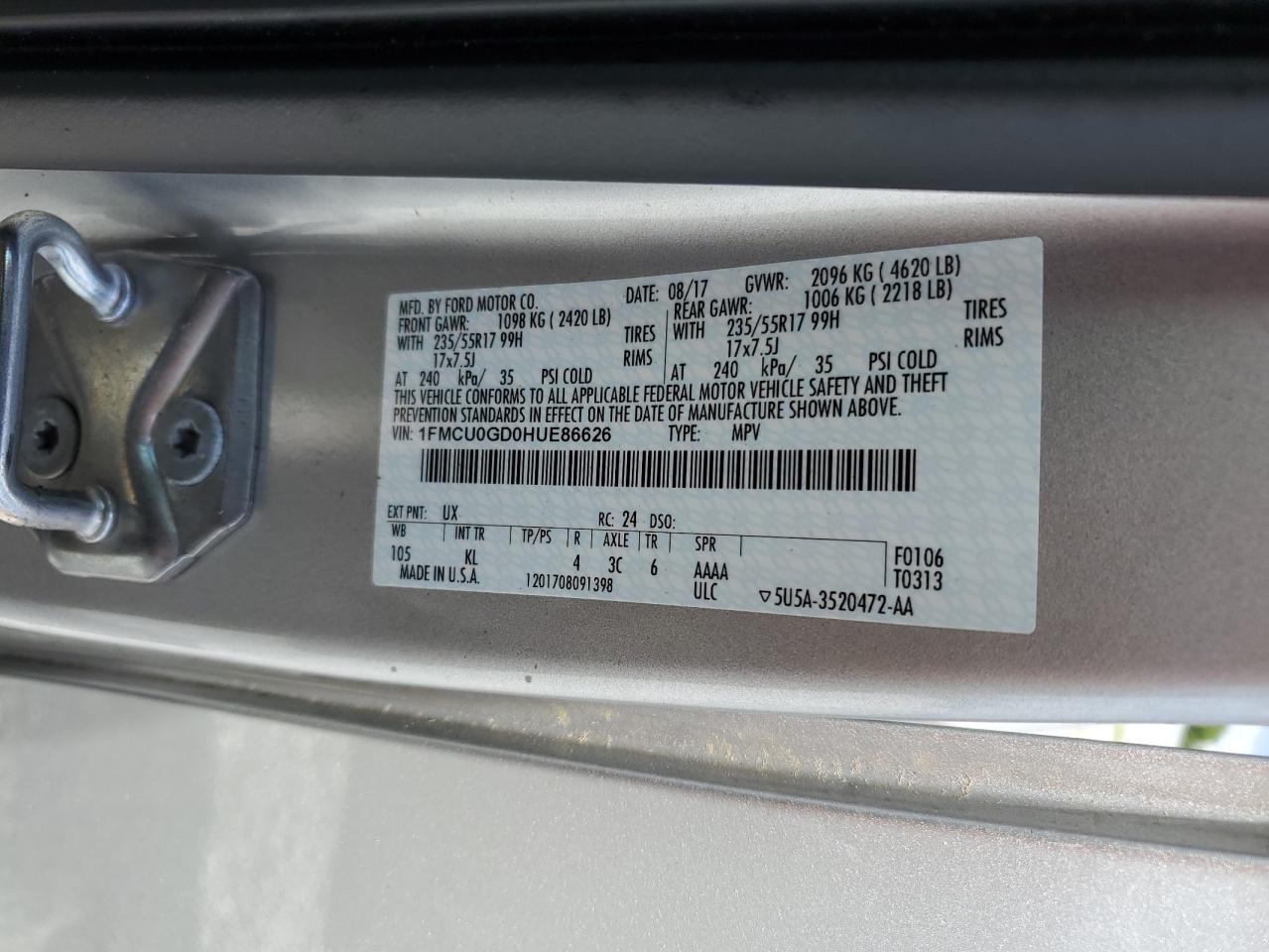 1FMCU0GD0HUE86626 2017 FORD ESCAPE - Image 15