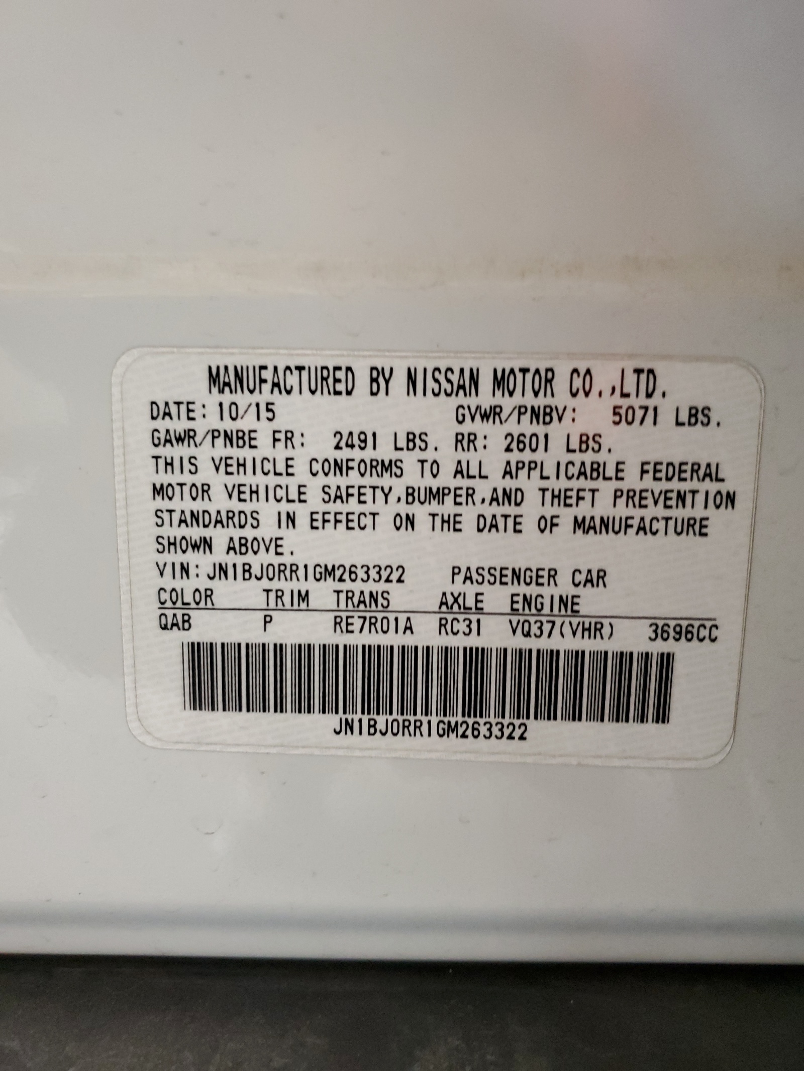 JN1BJ0RR1GM263322 2016 Infiniti Qx50