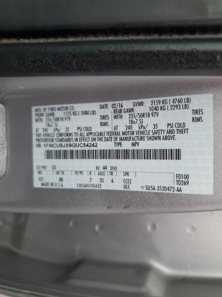 2016 Ford Escape Titanium VIN: 1FMCU9JX9GUC54242 Lot: 66463804