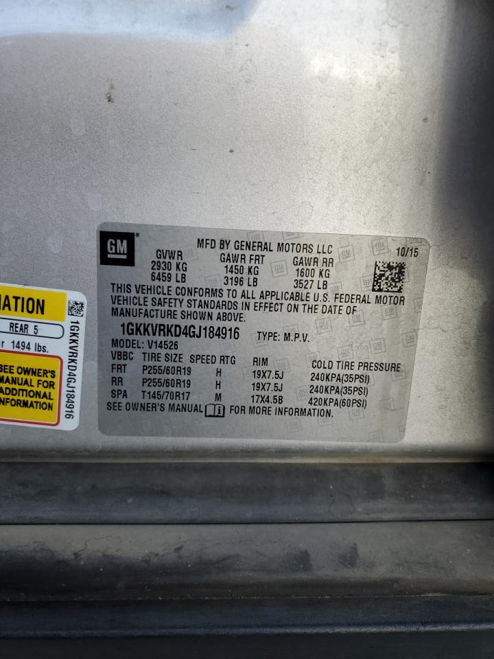 2016 GMC Acadia Slt-1 VIN: 1GKKVRKD4GJ184916 Lot: 66693954