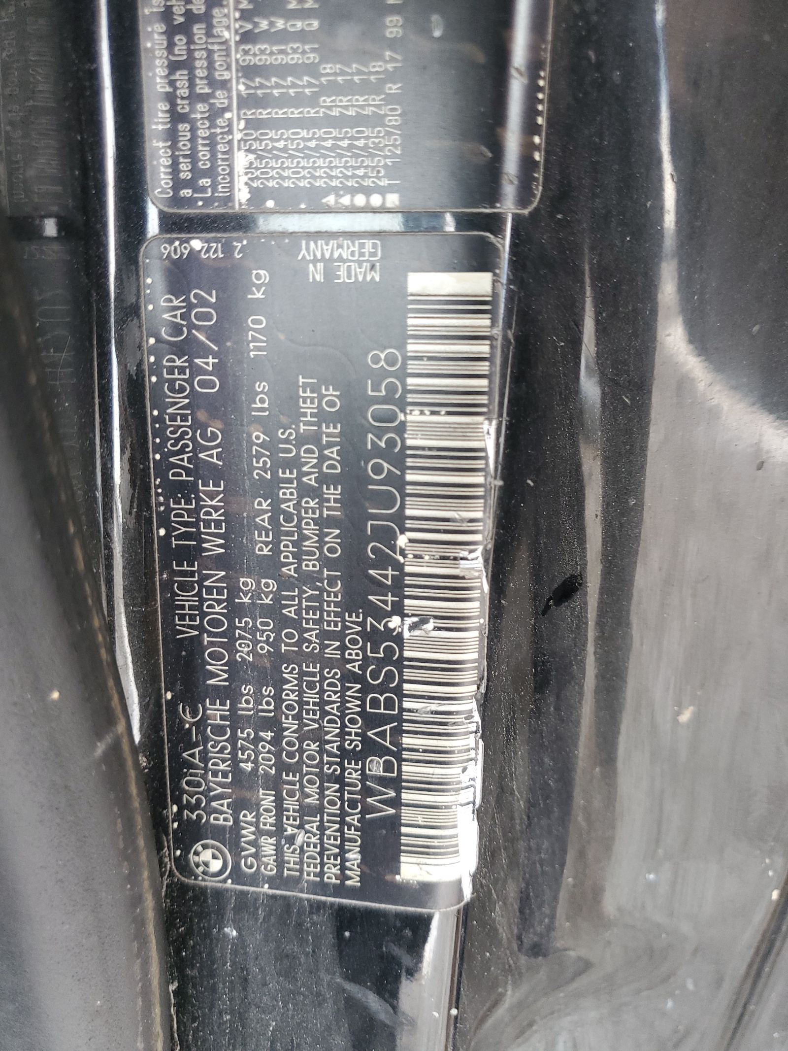 WBABS53442JU93058 2002 BMW 330 Ci